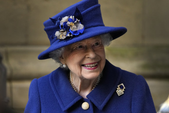 The Queen leaves after attending a Service of Thanksgiving to mark the Centenary of the Royal British Legion at Westminster Abbey in London, October 12, 2021.