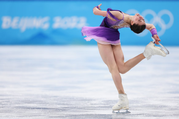 Kamila Valieva, representing the Russian Olympic Committee team, during the women’s single skating short program on Tuesday.