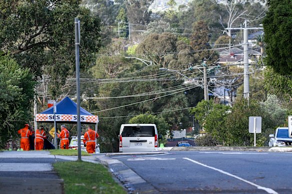 Emergency services at the scene of the crash in Wantirna South.
