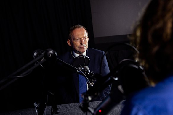 Former prime minister Tony Abbott during an Inside Politics podcast recording in Sydney on Monday.