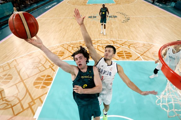 Giddey in action for the Boomers at Paris 2024.