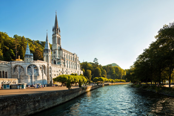 The Basilica of the Immaculate Conception in Lourdes, France.