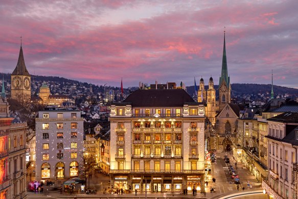 The Mandarin Oriental Savoy, Zurich, on Paradeplatz Square.