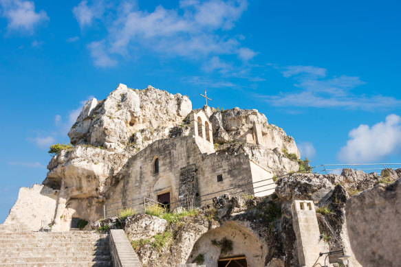 A church hewn from rock in Matera.