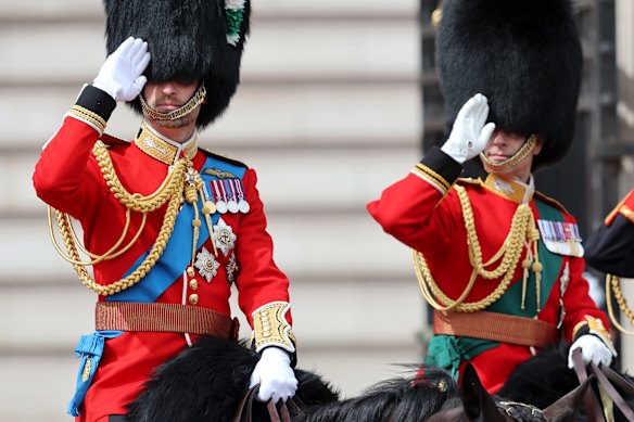 Prince William, Prince of Wales and Prince Edward, Duke of Edinburgh during Trooping the Colour.