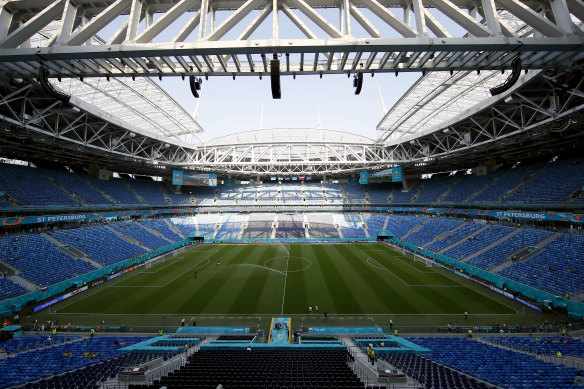 Gazprom Arena in St Petersburg, Russia, where the 2022 Champions League final is set to be staged.