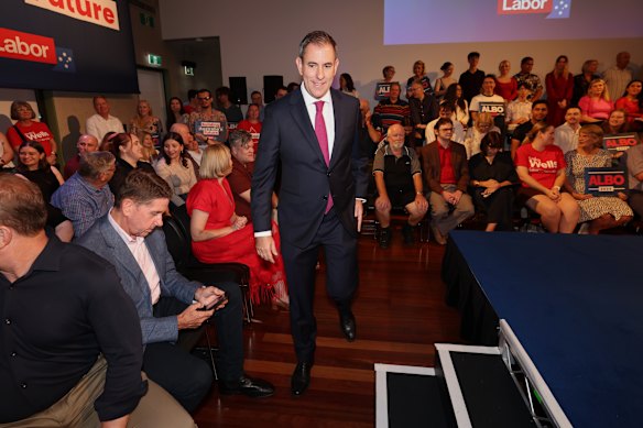 Treasurer Jim Chalmers at Labor’s campaign rally in Brisbane. 