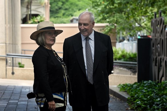 Former Prime Minister Paul Keating and former Sydney lord mayor Lucy Turnbull near the NSW State Library on Macquarie Street.  