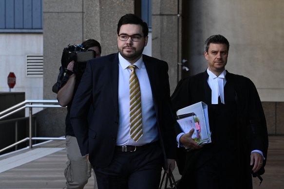 Bruce Lehrmann outside the Federal Court in Sydney on Tuesday.