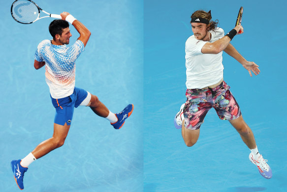 Novak Djokovic and Stefanos Tsitsipas meet today at the Australian Open. 