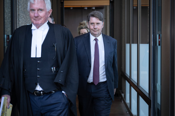Former Star CEO Matt Bekier and his legal team leaving the Federal Court.