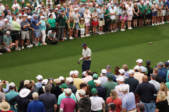 Tiger Woods during a practice round at Augusta.