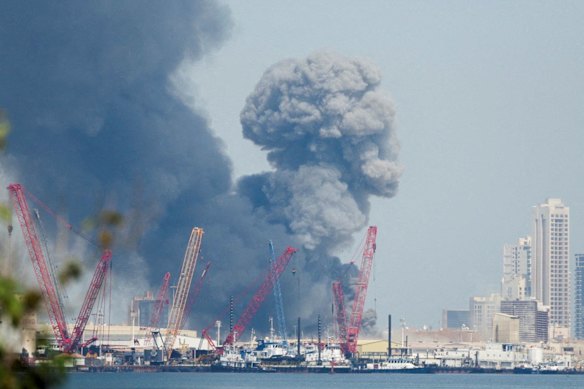 Smoke rises in the sky after blasts were heard in Manama, Bahrain.