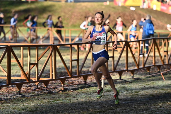 Innes FitzGerald competing in the U20 women’s 4000m during the SPAR European Cross Country Championships in Turin, Italy in December.