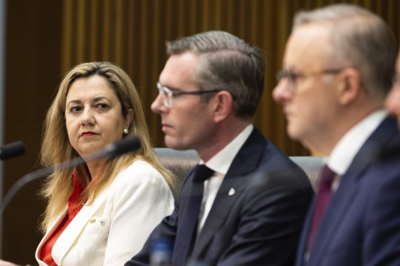 Queensland Premier Annastacia Palaszczuk, NSW Premier Dominic Perrottet and Prime Minister Anthony Albanese in September.