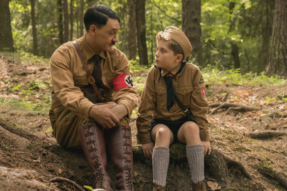 In the film adaptation of Christine Leunens' novel, the director, Taika Waititi, makes Hitler come out of Jojo's imagination for the audience to see.