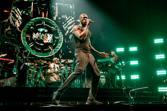 Stormzy performs at the Sydney leg of Laneway in February. 