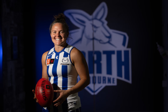 North Melbourne skipper Emma Kearney doesn’t take a backward step.