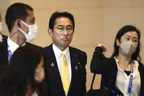 Japan’s Prime Minister Fumio Kishida   at APEC talks before the latest resignation from his cabinet.