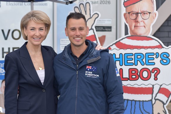 WA Liberals candidate Ryan Robertson with Liberal Senator Michaelia Cash. 