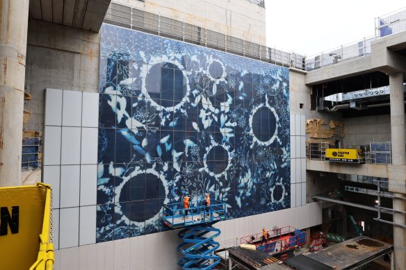 The Plants, Waters, Gathering Time artwork by Elisa Jane Carmichael has been installed at Woolloongabba’s new station.