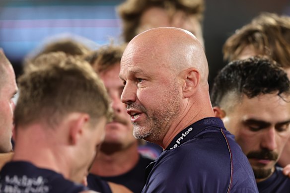 Matthew Nicks addresses his troops during their Super Saturday clash with the Saints.