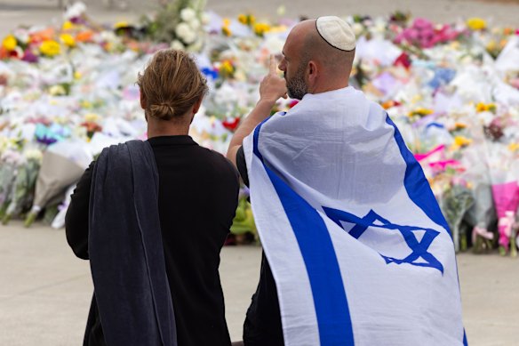 People paid their respects to the victims of the Bondi attack last month.
