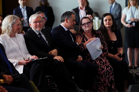 Kevin Rudd, Australia’s ambassador to the US (second from left) with (from left) Michael “Wippa” Wipfli of Nova, Emma Mason from the Let Them Be Kids campaign and News Corp’s Melanie Pilling in New York in September.