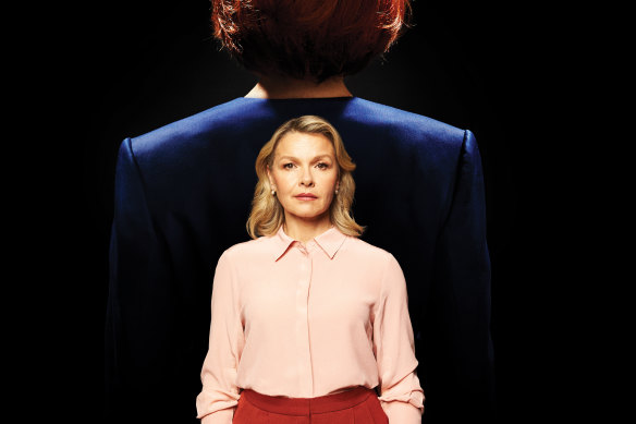 Justine Clarke on stage in Julia. The play is an imagining of former prime minister Julia Gillard’s life.