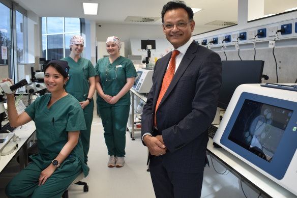 Laboratory manager Vicky Wai, Dr Sunny Baruah and the team at Oasis Fertility Centre in their brand new state-of-the-art laboratory in South Perth.