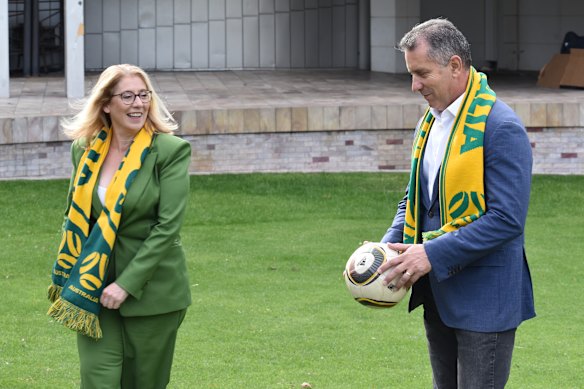 Sports Minister Rita Saffioti and Racing and Gaming Minister Paul Papalia at the Northbridge Piazza on Friday.