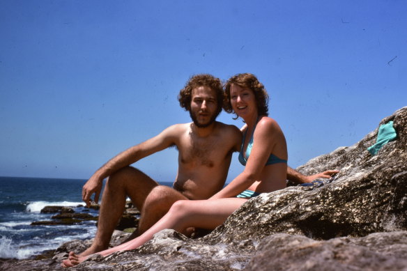 Stephanie Short and Valentin Dimitrov Hadjiev at Killcare Beach in 1975.