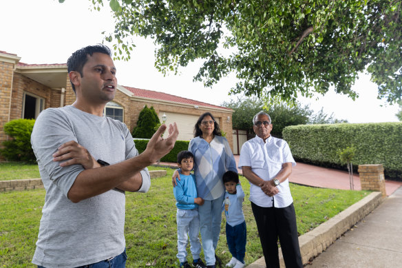 Melton resident Lalit Parmar with his sons Zach and Vian and parents Sudha and Vijay.