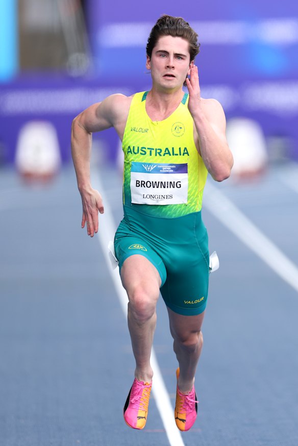 Man on a mission: Rohan Browning finished second in his 100m heat on Monday.