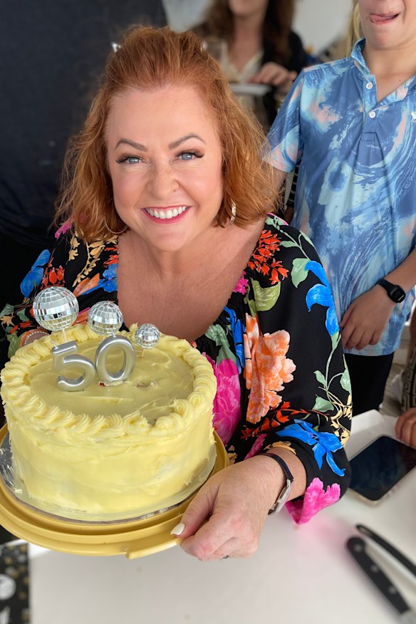 Enjoying her 50th “Shellebration” on the boat, surrounded by family and friends.