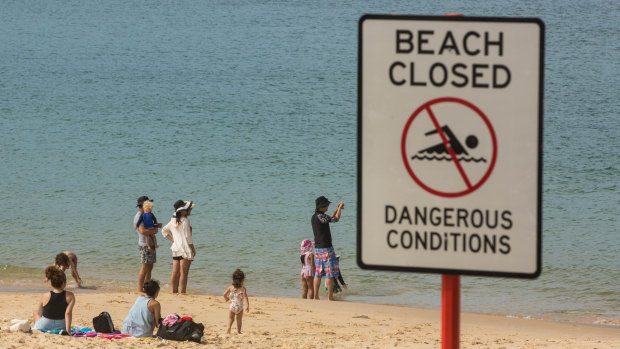 Beaches were closed, but some swimmers still entered the water at La Perouse.