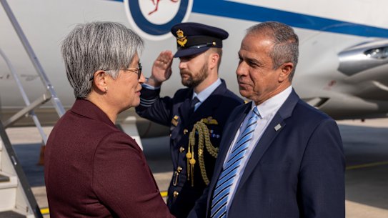 Foreign Minister Penny Wong and Israel’s ambassador to Australia Amir Maimon during her visit to Israel in December last year.