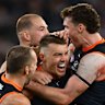 Patrick Cripps was mobbed by teammates after slotting the match-winning goal.
