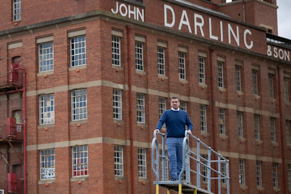 Developer Ross Pelligra outside the historic John Darling and Son Flour Mill.