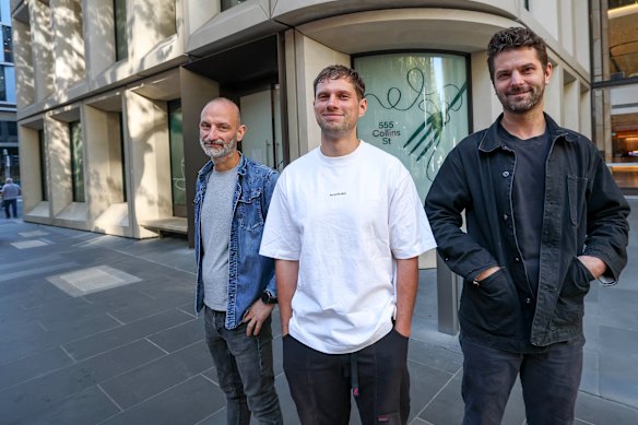 From left: Andreas Papadakis, James Kelly and Luke Skidmore outside Harriot earlier this year.