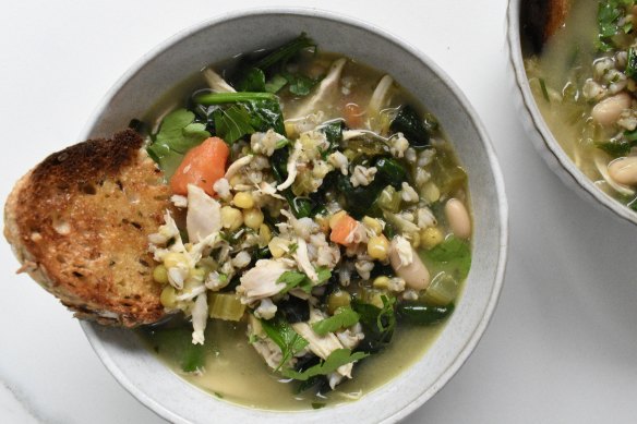 You can feel this vegie-packed chicken soup doing you good.