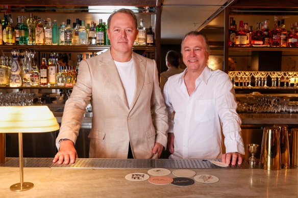 Bobbie’s co-owners Linden Pride (left) and Neil Perry at their new bar last year.