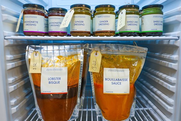 Select sauces, butters and dressings from the fridges.