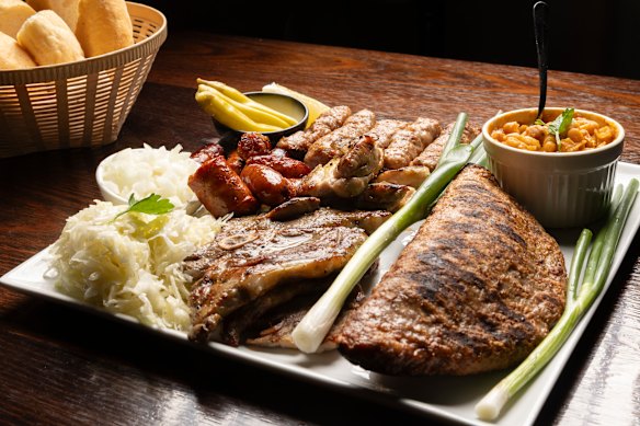 Meat platter with kebaci and sharska (cheese stuffed patty).