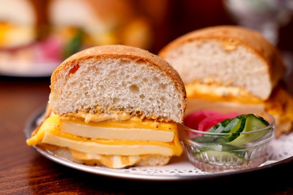 Pan de sal and cheddar melt.