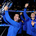 Carlos Alcaraz of Team Europe celebrates with the Laver Cup.