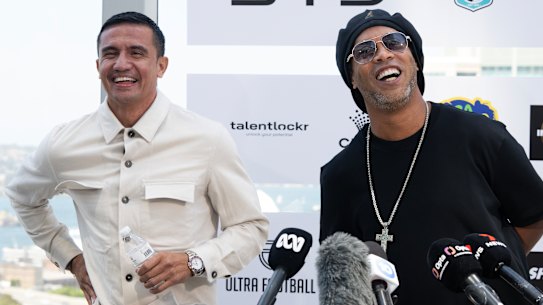 Tim Cahill and Ronaldinho on Wednesday.