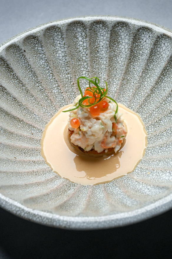 Spanner crab, confit potato and sabayon.
