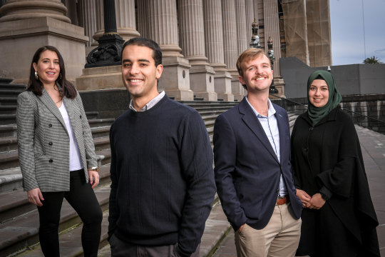 The Age’s state politics team: state political editor Annika Smethurst, with state political reporters Paul Sakkal, Michael Fowler and Sumeyya Ilanbey.