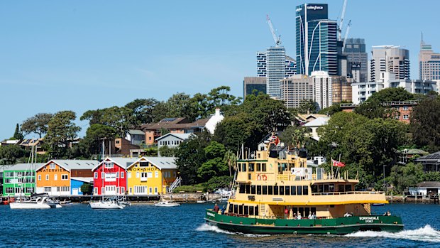 A ferry in Balmain sets off for the next stop.